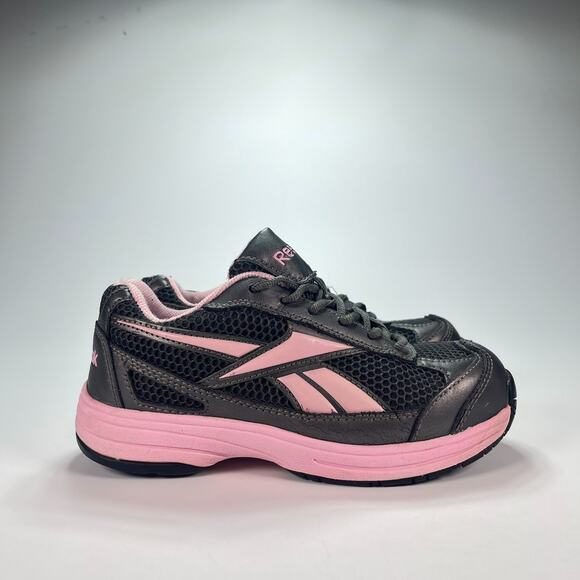 Reebok Ketee Gray Pink Mesh Low Steel Toe Athletic Running Shoes Women's Size 6M - Picture 1 of 8